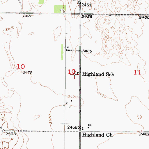 Topographic Map of Highland Grove Public School, NE