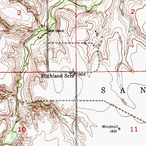 Topographic Map of Highland School, NE