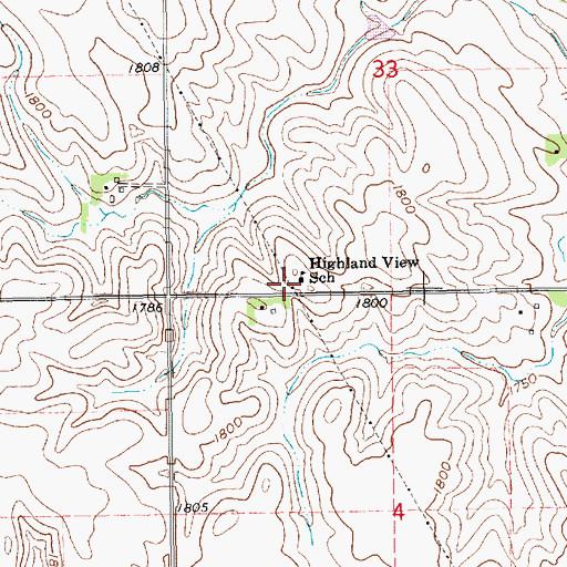 Topographic Map of Highland View School, NE