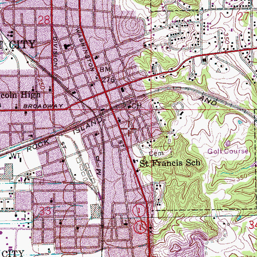 Topographic Map of Forrest City Public Library, AR