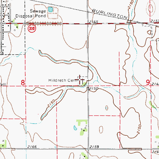 Topographic Map of Hildreth Cemetery, NE