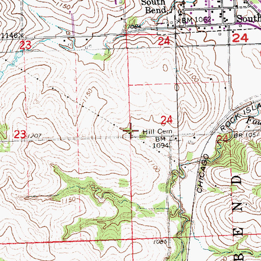 Topographic Map of Hill Cemetery, NE