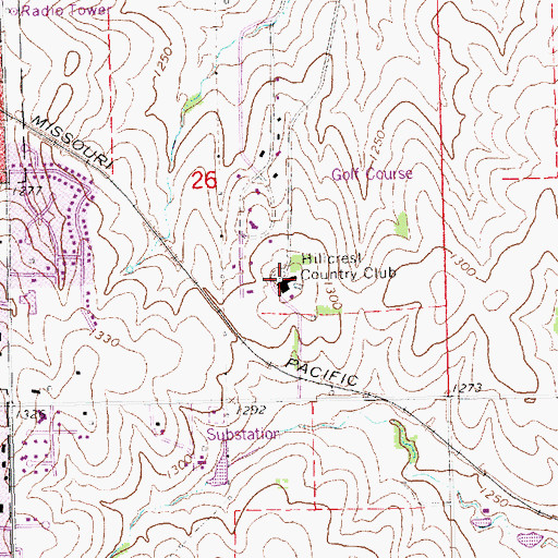 Topographic Map of Hillcrest Country Club, NE