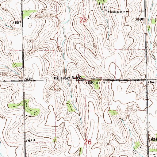 Topographic Map of Hillcrest School, NE