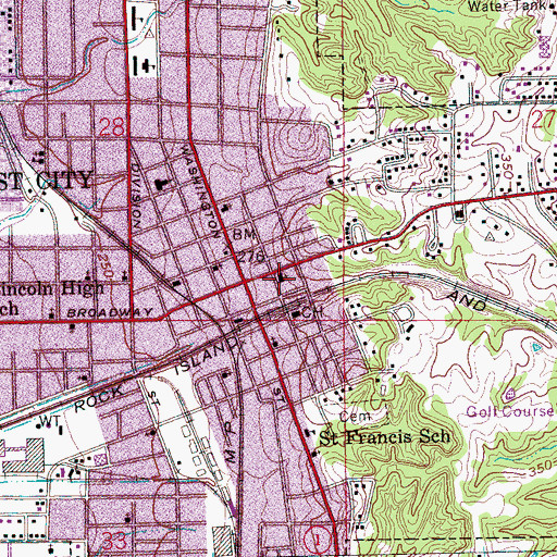Topographic Map of First Methodist Church, AR