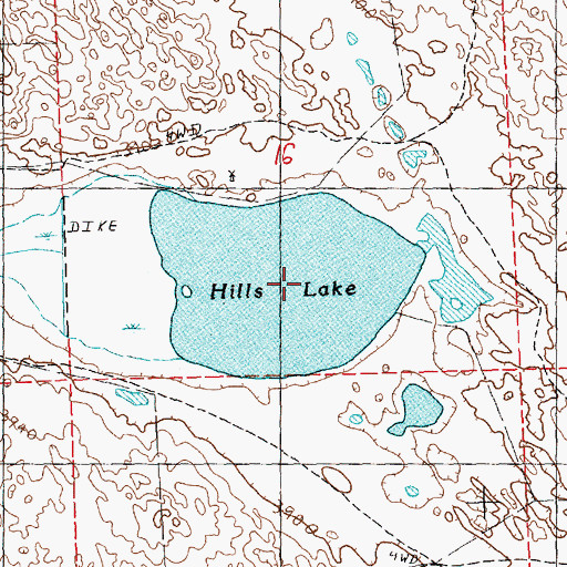 Topographic Map of Hills Lake, NE