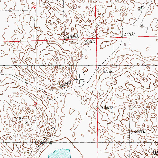 Topographic Map of Hills Ranch, NE