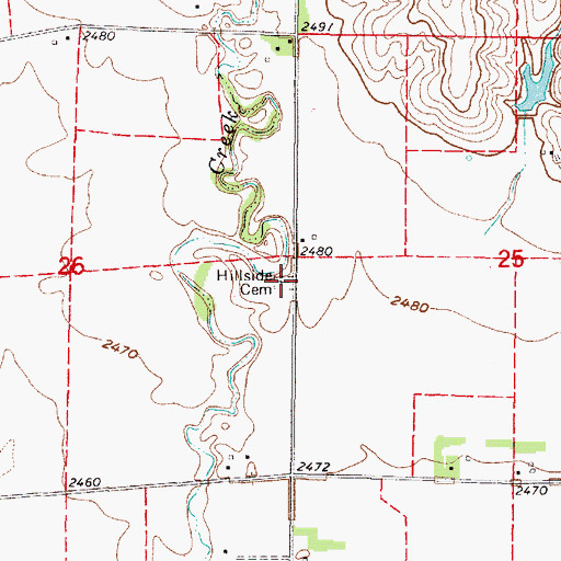 Topographic Map of Hillside Cemetery, NE