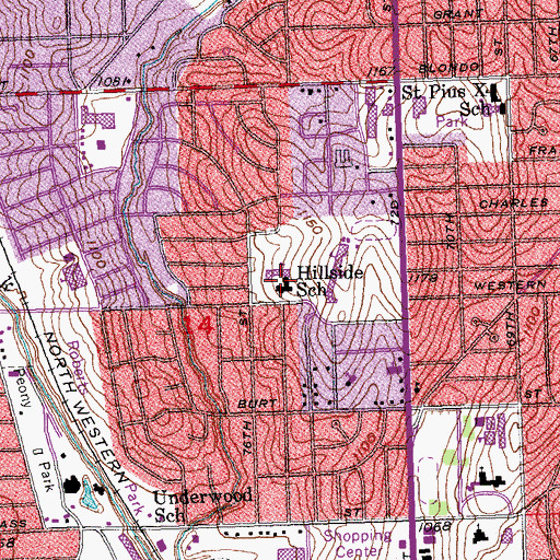 Topographic Map of Hillside Elementary School, NE