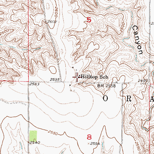 Topographic Map of Hilltop School, NE