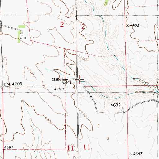 Topographic Map of Hillview Elementary School, NE