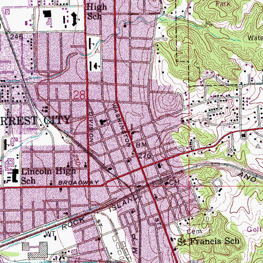 Topographic Map of Graham Memorial Presbyterian Church, AR