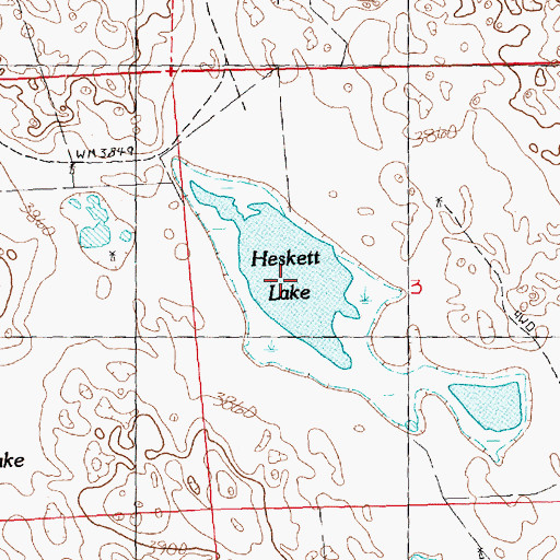 Topographic Map of Heskett Lake, NE