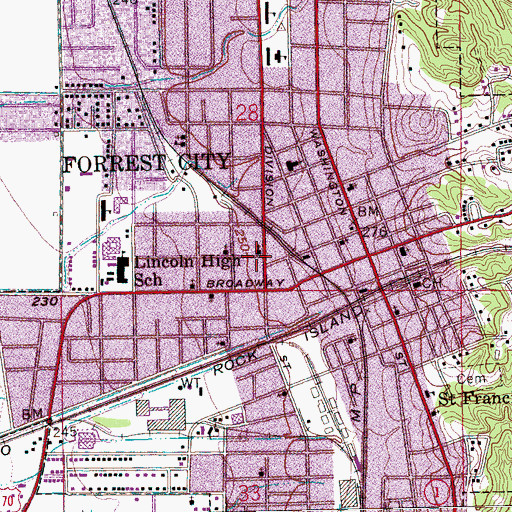Topographic Map of Church of God of Forrest City, AR