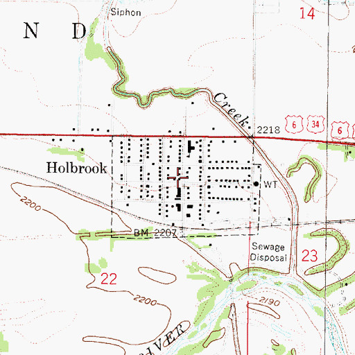 Topographic Map of Holbrook, NE