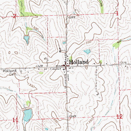 Topographic Map of Holland, NE