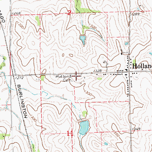Topographic Map of Holland Cemetery, NE