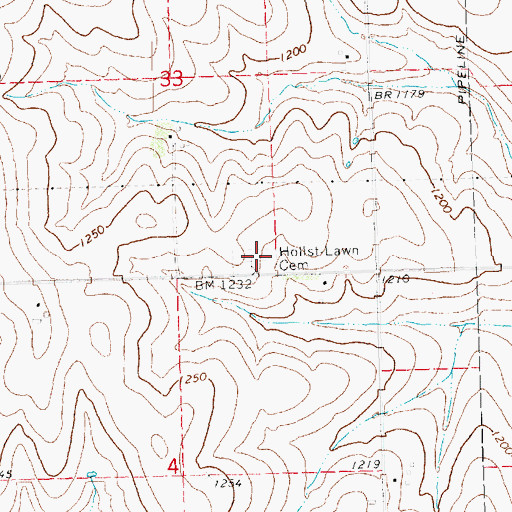 Topographic Map of Hollst-Lawn Cemetery, NE