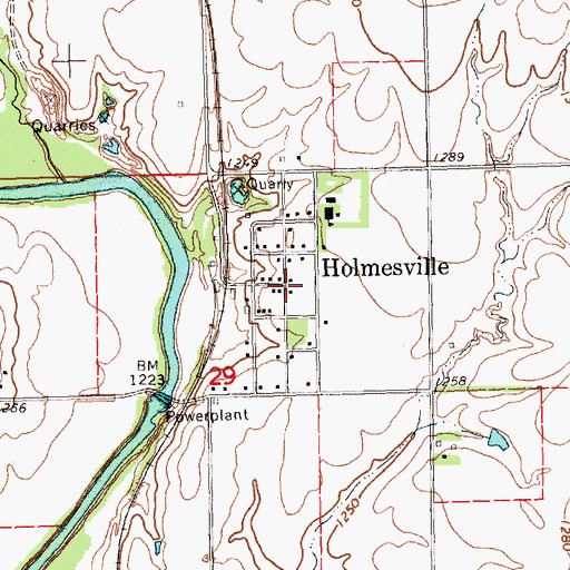 Topographic Map of Holmesville, NE
