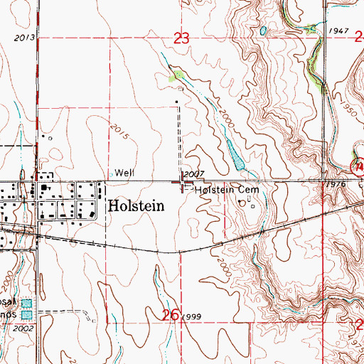 Topographic Map of Holstein Cemetery, NE