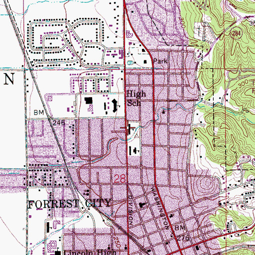 Topographic Map of Central Primary School, AR