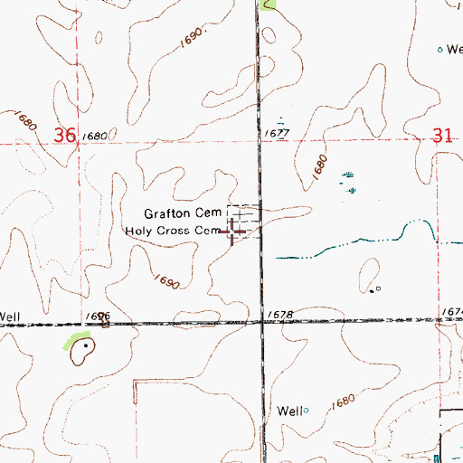 Topographic Map of Holy Cross Cemetery, NE