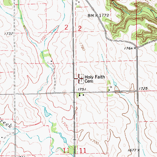Topographic Map of Holy Faith Cemetery, NE