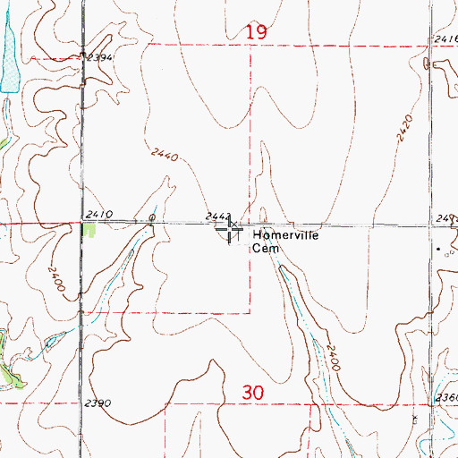 Topographic Map of Homerville Cemetery, NE