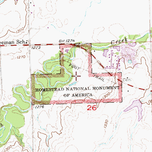 Topographic Map of Homestead National Monument, NE