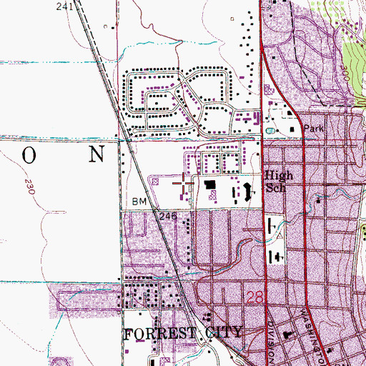 Topographic Map of Forrest City High School, AR