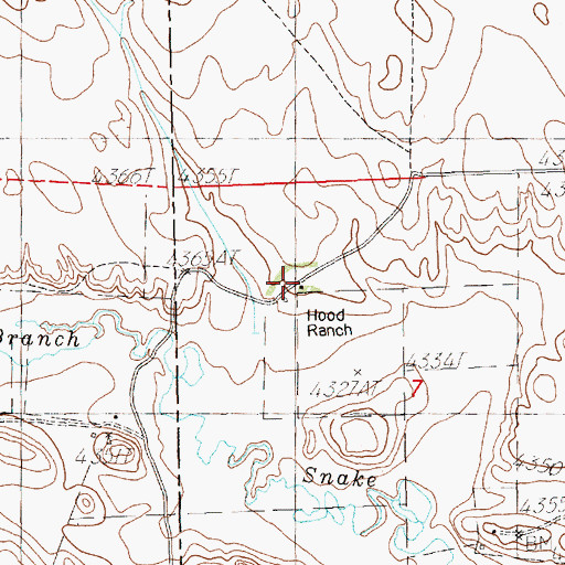 Topographic Map of Hood Ranch, NE