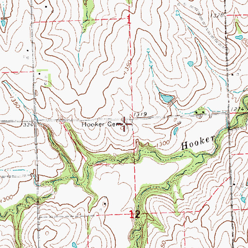 Topographic Map of Hooker Cemetery, NE