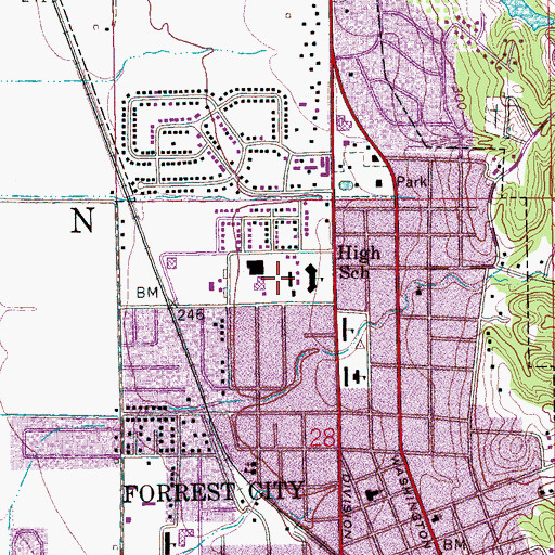 Topographic Map of Smith Stadium, AR