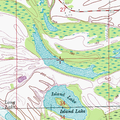 Topographic Map of Brushy Lake, AR
