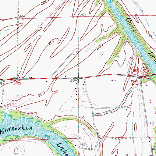 Topographic Map of Burnt Cane, AR