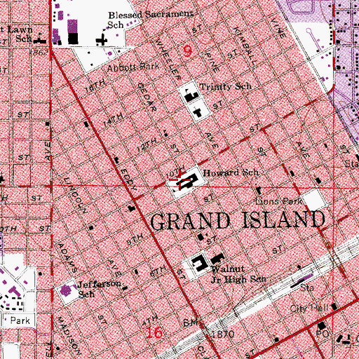 Topographic Map of Howard Elementary School, NE