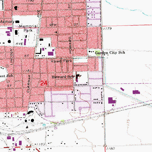 Topographic Map of Howard Elementary School, NE
