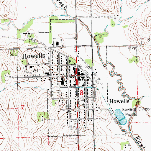 Topographic Map of Howells, NE