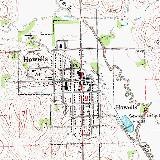 Topographic Map of Howells, NE