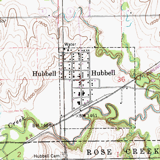 Topographic Map of Hubbell, NE
