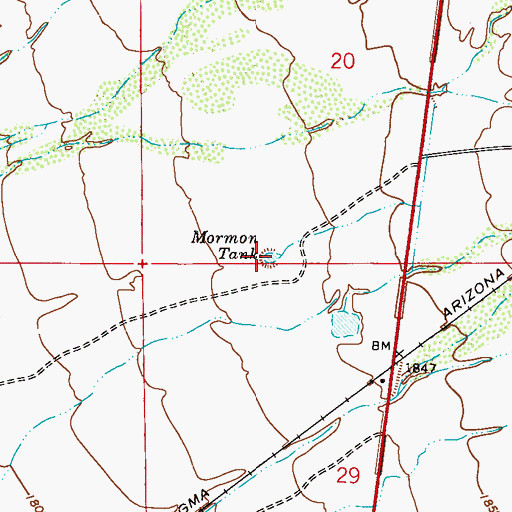 Topographic Map of Mormon Tank, AZ