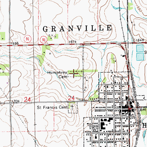 Topographic Map of Humphrey Cemetery, NE