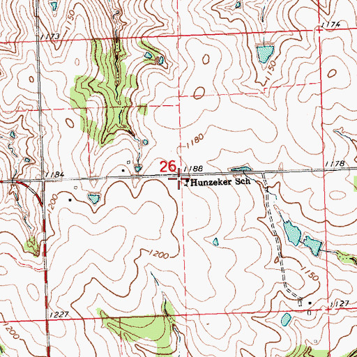 Topographic Map of Hunzeker School, NE