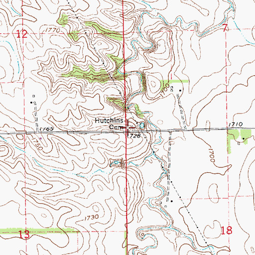 Topographic Map of Hutchins Cemetery, NE