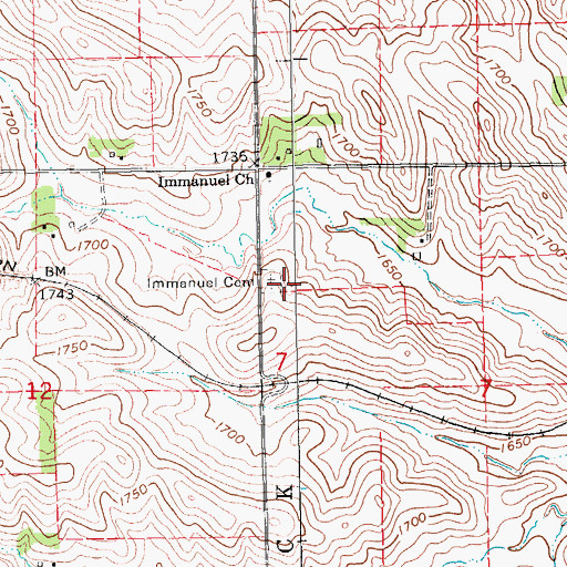 Topographic Map of Immanuel Cemetery, NE