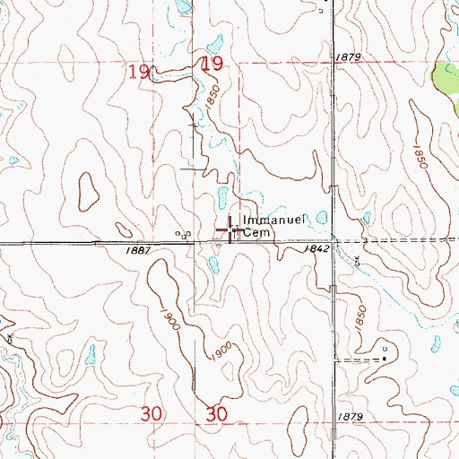 Topographic Map of Immanuel Cemetery, NE