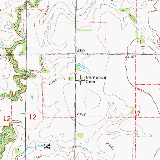 Topographic Map of Immanuel Cemetery, NE