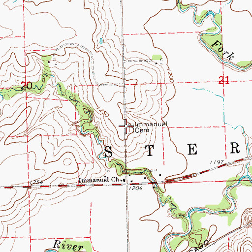 Topographic Map of Immanuel Cemetery, NE