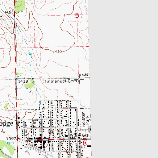 Topographic Map of Immanuel Cemetery, NE