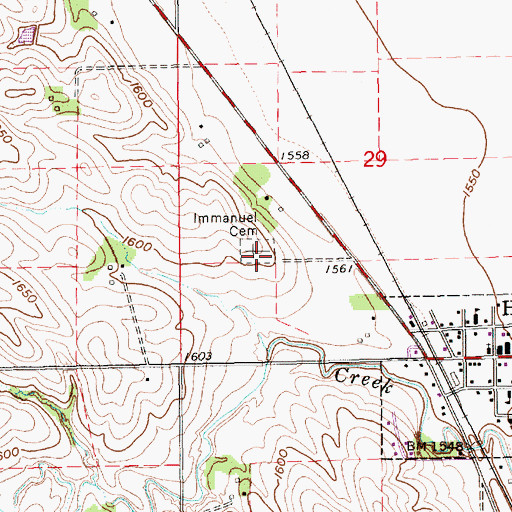 Topographic Map of Immanuel Cemetery, NE